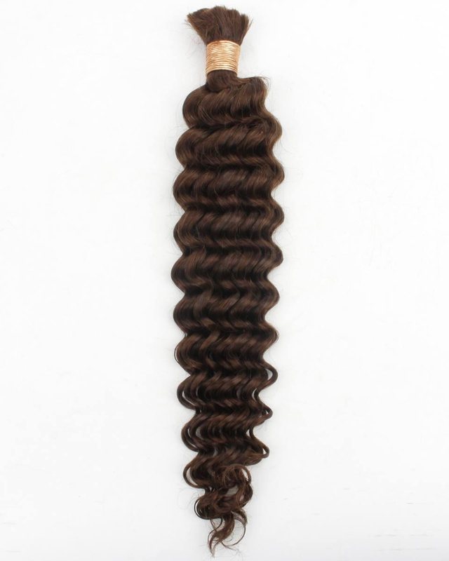 Medium Brown Deep Wave Braiding Human Hair Extensions